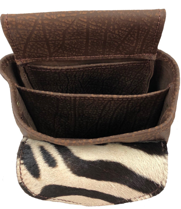 (image for) Burchell Zebra & Black Cape Buffalo Shotgun Shell Belt Pouch Deluxe Bag